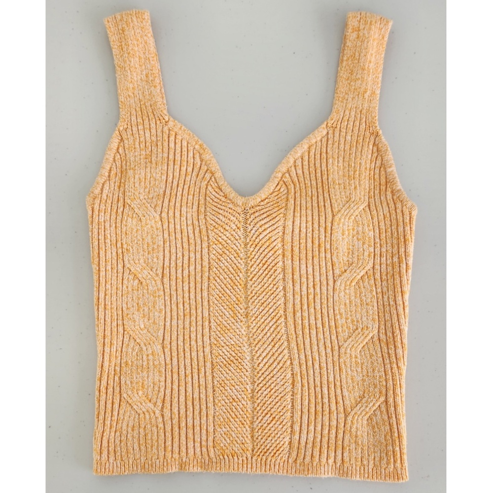 Express Marbled Orange & White Cable Knit Tank Top, Size Small